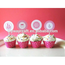 Wholesale mini pink lovable princess paper cupcake stands/cupcake toppers for birthday party